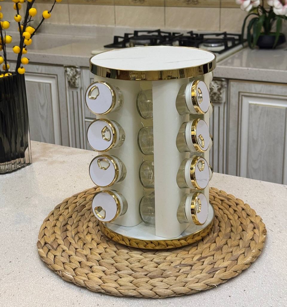 طقم جرة توابل دوارة 16 قطعة