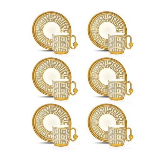 طقم أكواب وصحون 6 قطع - 80 مل