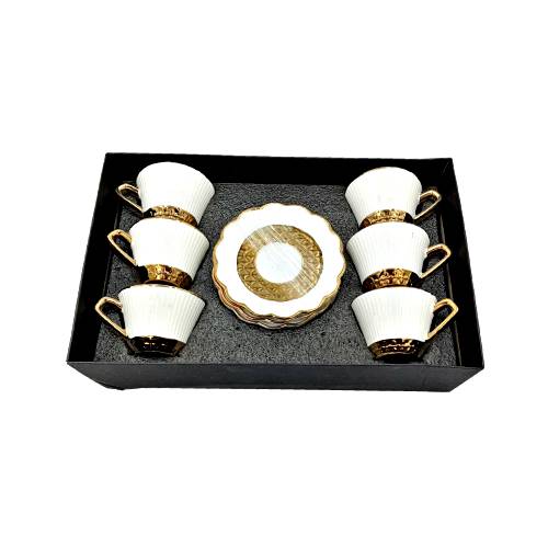 كوب قهوة مع صحن طقم 6 قطع - 80 مل