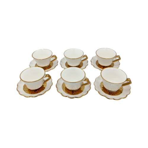 كوب قهوة مع صحن طقم 6 قطع - 80 مل