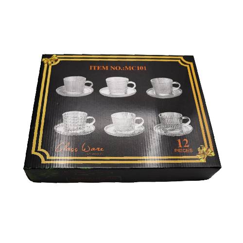 طقم كوب وصحن 6 قطع - 150 مل