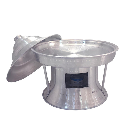 صينيه بكرسى منقوش بغطاء مع سخان