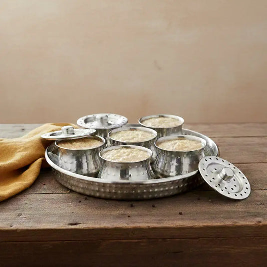Designed Serving Tray with Puree Pot 7Pcs Set ALJERAIWI