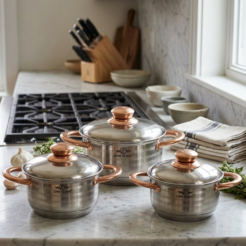 Stainless Steel Pot with Lid set of 3