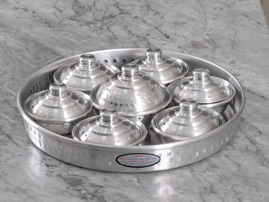 صينيه فرن مدور منقوش مع وعاء 7 قطع