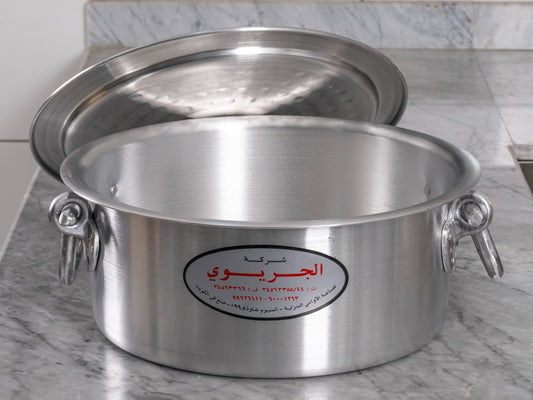 وعاء مسطح بحلقة مع غطاء ومقبض