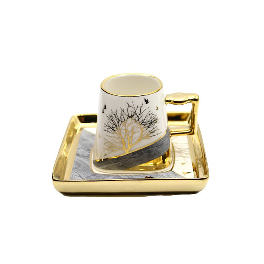 طقم كوب وصحن 6 قطع 100 مل