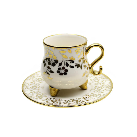 طقم فنجان قهوة مع صحن 6 قطع - 80 مل