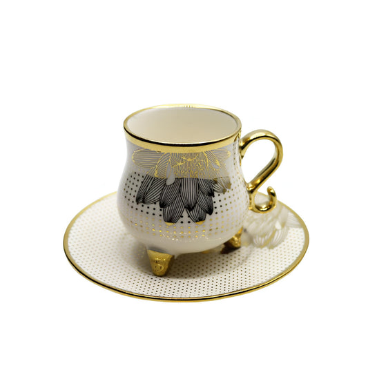 طقم فنجان قهوة مع صحن 6 قطع - 80 مل