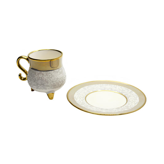 طقم فنجان قهوة مع صحن 6 قطع - 80 مل