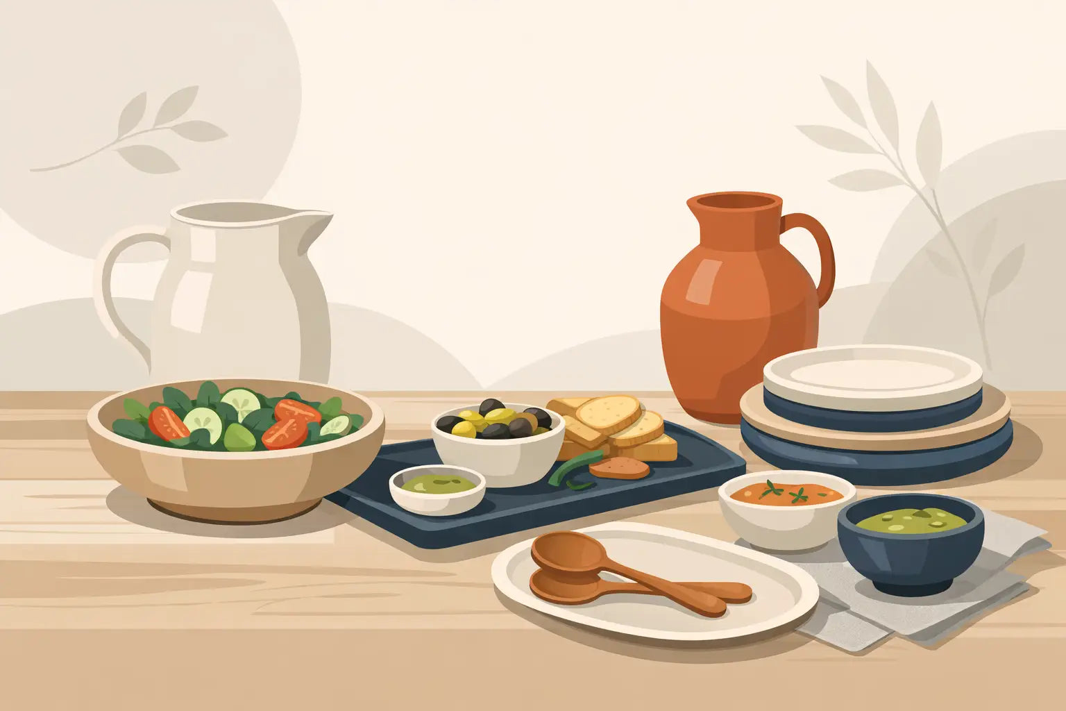 Pottery Collection for Serving Food at Home