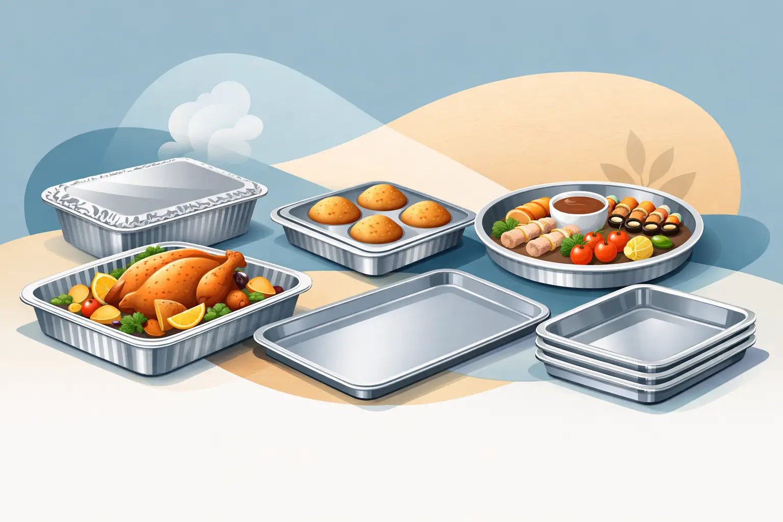 Aluminum Trays for Cooking, Baking, and Serving