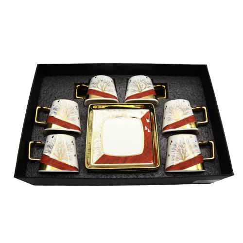 طقم كوب وصحن 6 قطع 100 مل