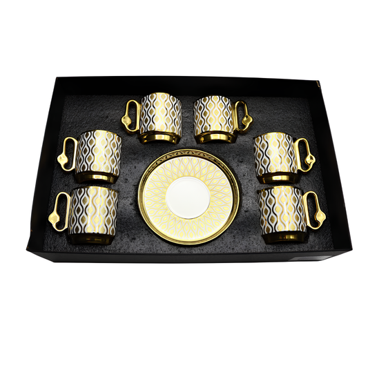 طقم فنجان قهوة مع صحن 6 قطع - 80 مل