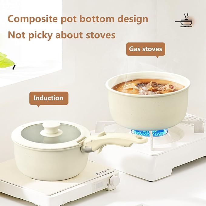 طقم أواني طهي غير لاصقة بمقابض قابلة للفصل