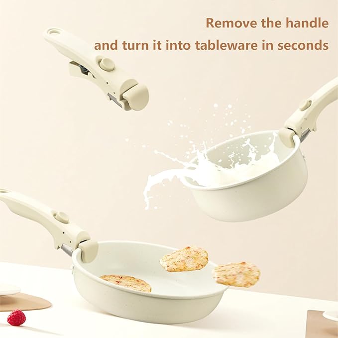 طقم أواني طهي غير لاصقة بمقابض قابلة للفصل