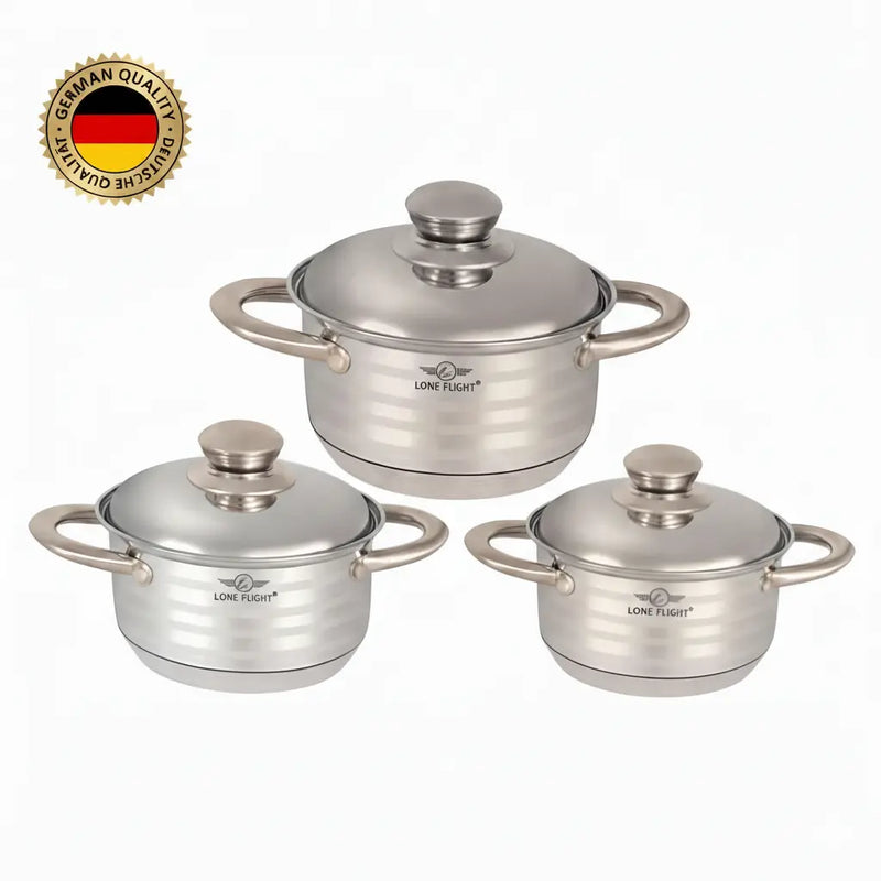 Stainless Steel Pot with Lid set of 3 ALJERAIWI