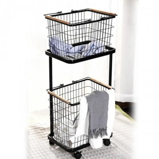 2 Tiers Laundry Basket Cart ALJERAIWI
