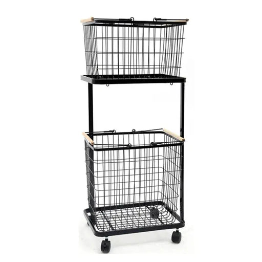 2 Tiers Laundry Basket Cart ALJERAIWI
