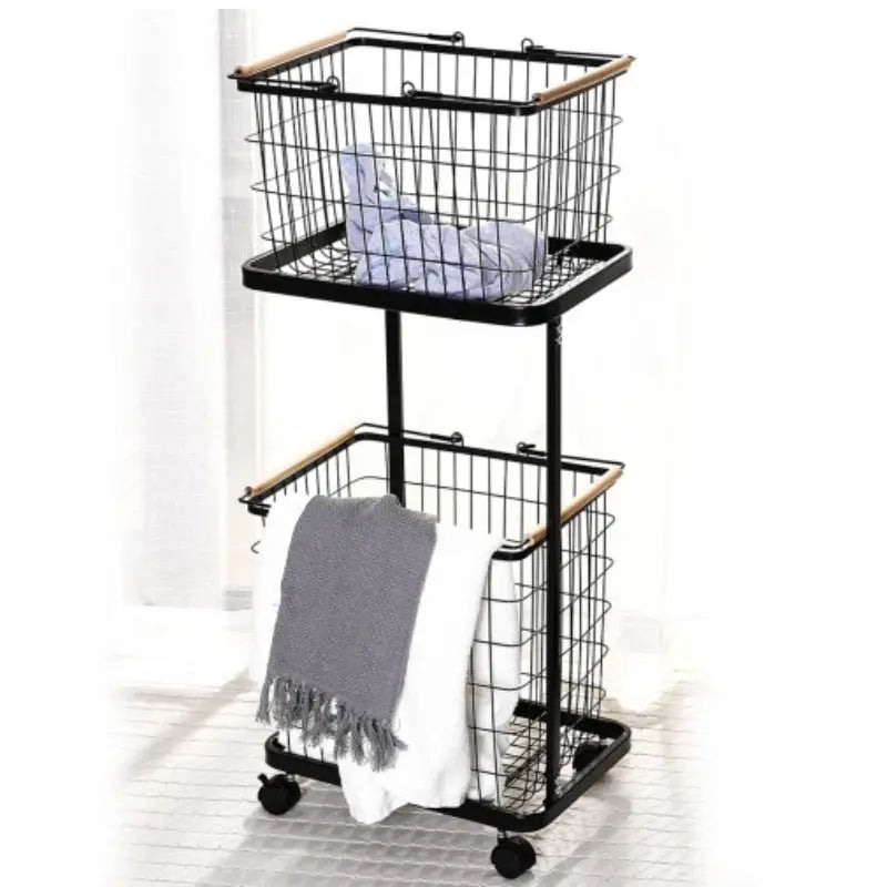 2 Tiers Laundry Basket Cart ALJERAIWI