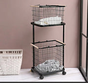 2 Tiers Laundry Basket Cart ALJERAIWI