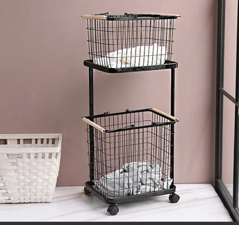 2 Tiers Laundry Basket Cart ALJERAIWI