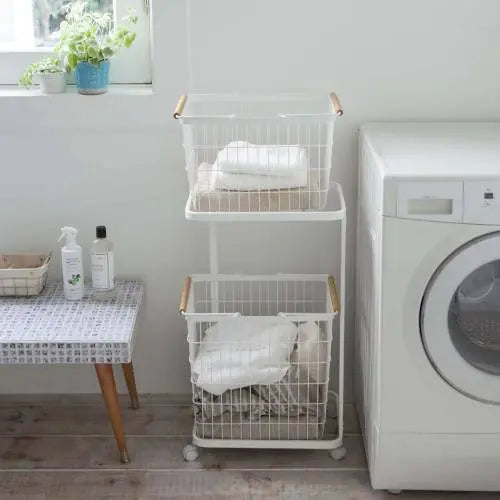 2 Tiers Laundry Basket Cart ALJERAIWI