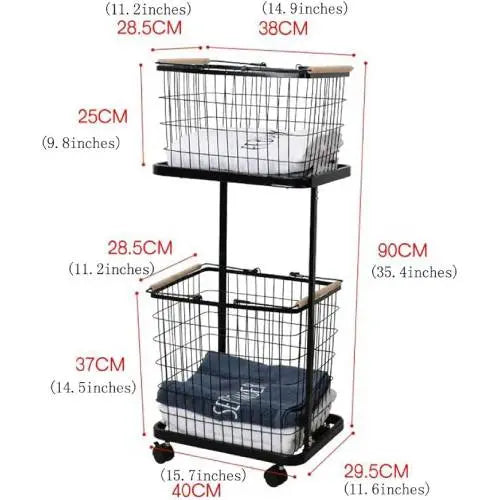 2 Tiers Laundry Basket Cart ALJERAIWI