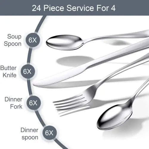 Stainless Steel Cutlery Set 24 Pcs ALJERAIWI