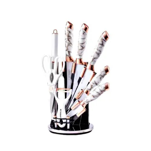 9 Pcs Knife Set with Rotating Holder ALJERAIWI