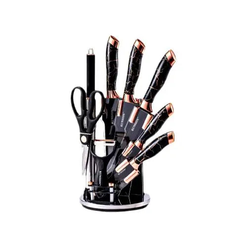 9 Pcs Knife Set with Rotating Holder ALJERAIWI