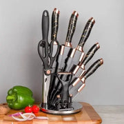 9 Pcs Knife Set with Rotating Holder ALJERAIWI