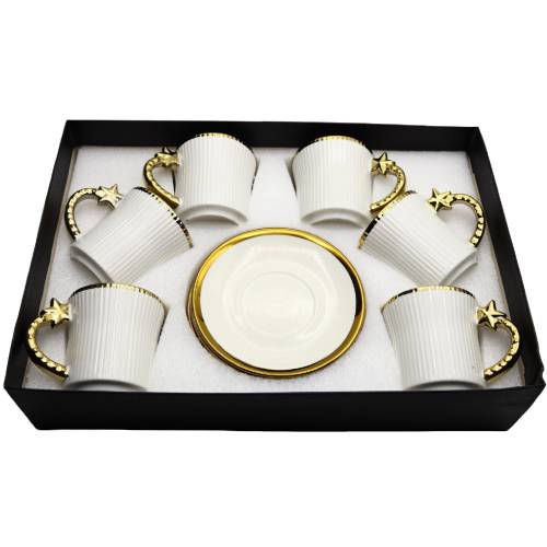 طقم فنجان قهوة مع صحن 6 قطع - 250 مل