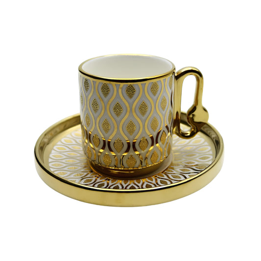طقم فنجان قهوة مع صحن 6 قطع - 80 مل