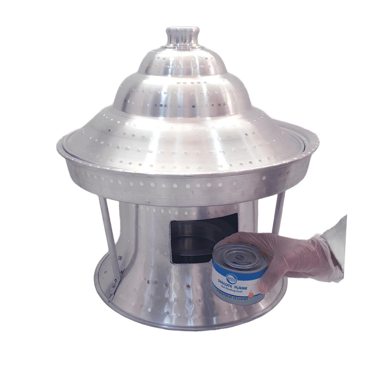 صينيه بكرسى منقوش بغطاء مع سخان