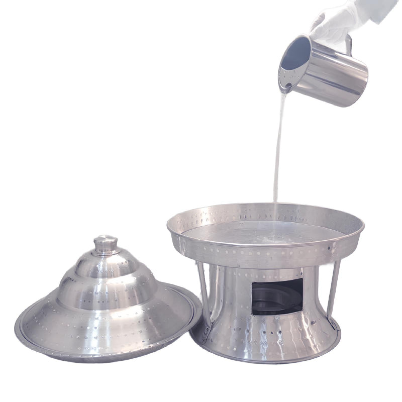 صينيه بكرسى منقوش بغطاء مع سخان