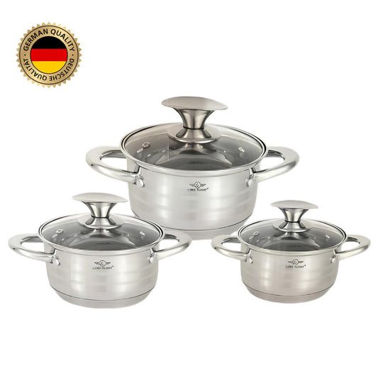 Stainless Steel Pot with Transparent Cover set of 3