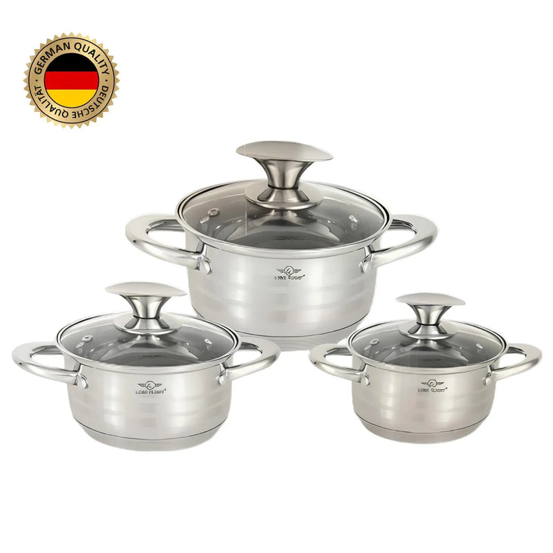 Stainless Steel Pot with Transparent Cover set of 3 ALJERAIWI