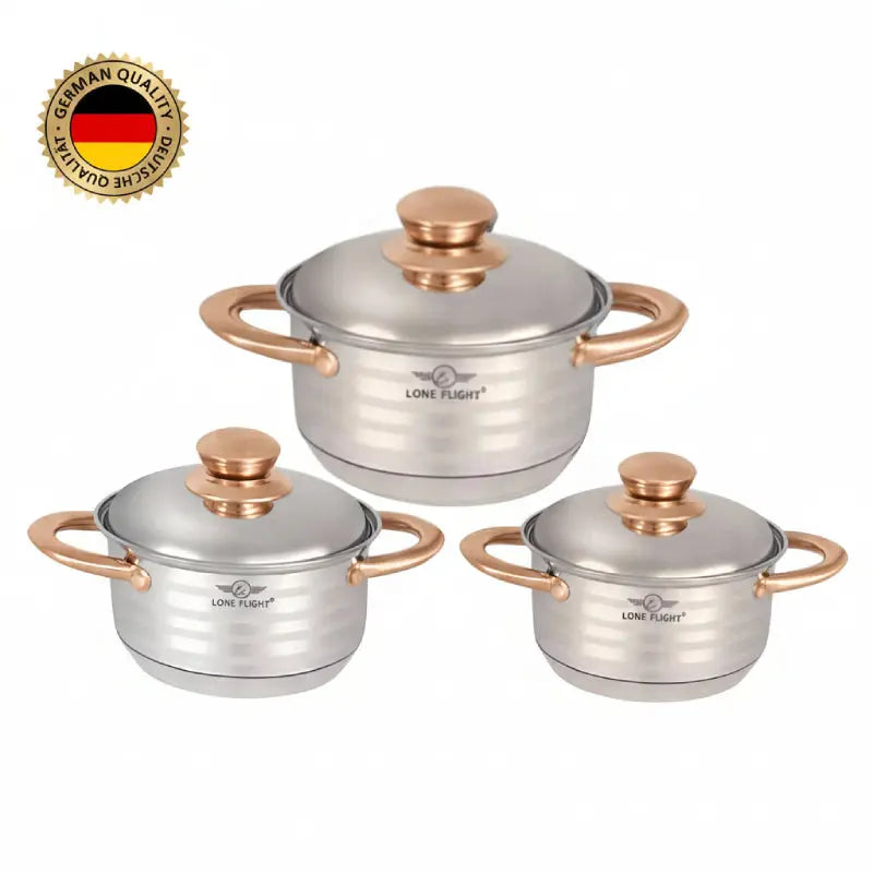 Stainless Steel Pot with Lid set of 3 ALJERAIWI