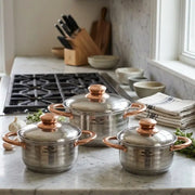 Stainless Steel Pot with Lid set of 3 ALJERAIWI