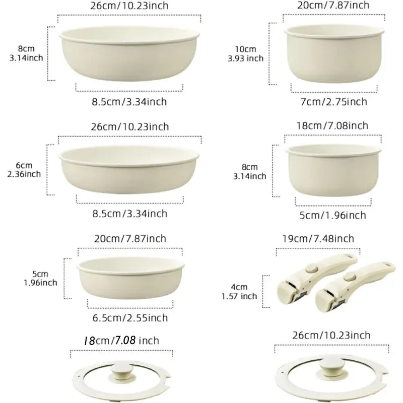 Non Stick Cookware set with Removable Handles ALJERAIWI