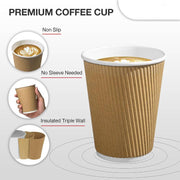Kraft Ripple Paper Cups 4 Oz ALJERAIWI
