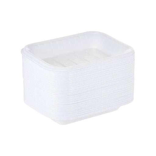 Plastic White Rectangular Trays 50 Pcs ALJERAIWI