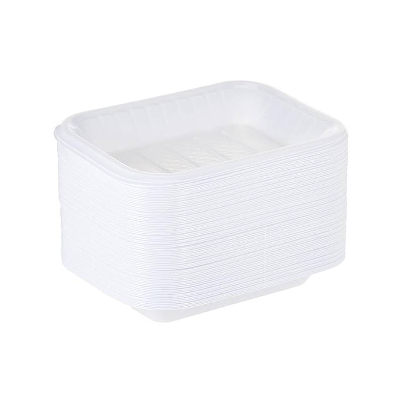 Plastic White Rectangular Trays 50 Pcs ALJERAIWI