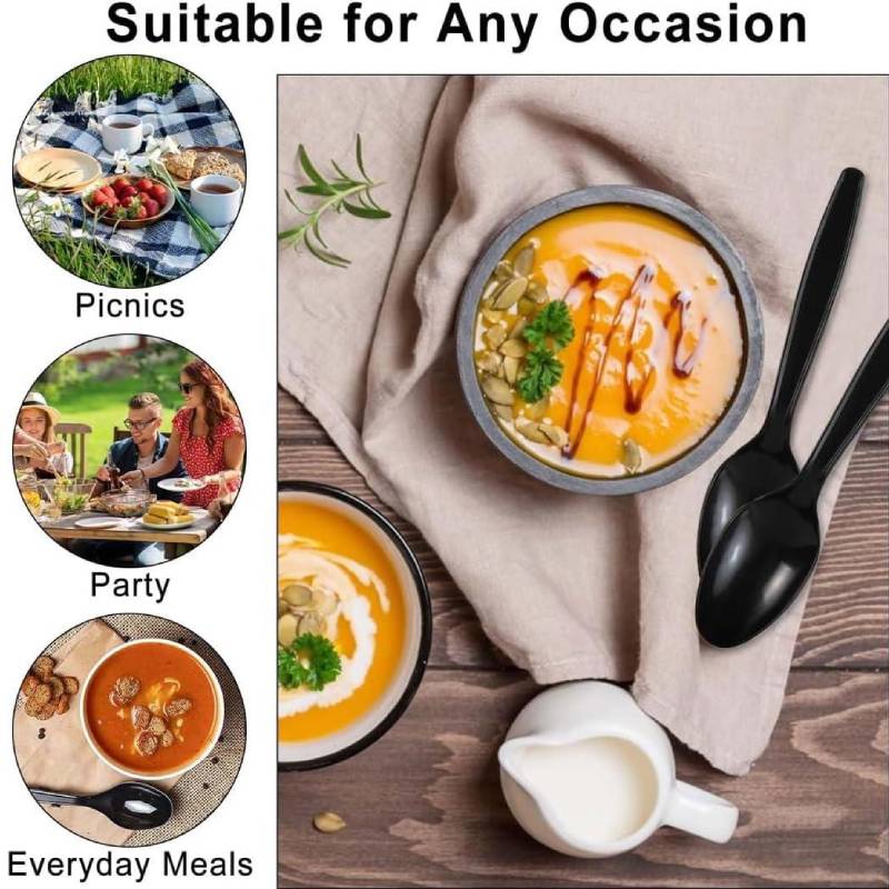 Plastic Black Spoon 50 Pcs ALJERAIWI
