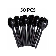 Plastic Black Spoon 50 Pcs ALJERAIWI