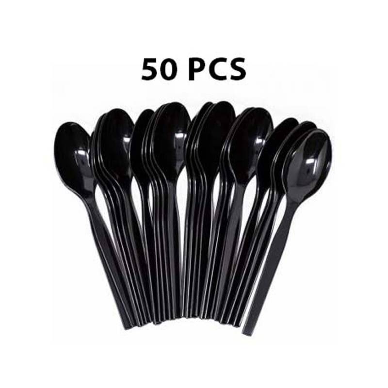 Plastic Black Spoon 50 Pcs ALJERAIWI