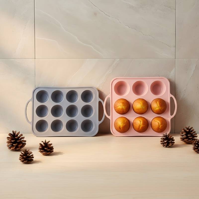 12 Pcs Silicone Muffin Tray