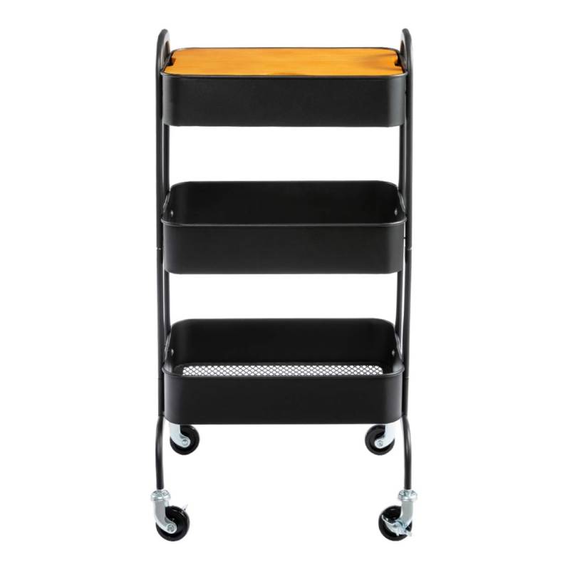 3-Tier Metal Storage Rack With Wooden Base