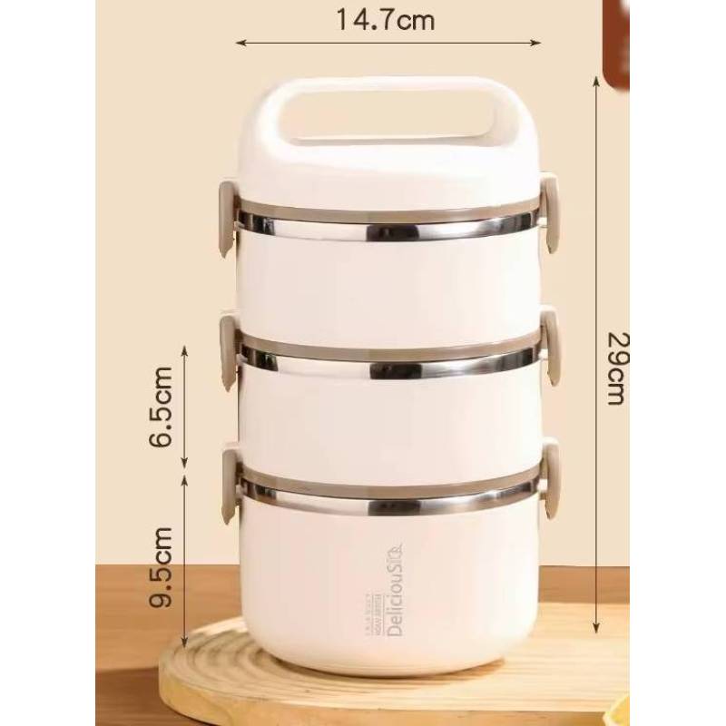 Stainless Steel Insulated Tiffin Box 14 CM (3 Layers)